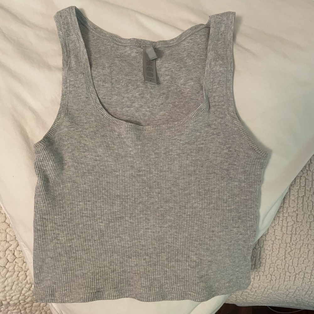 SKIMS Grey cotton rib tank